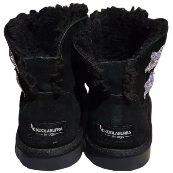 Koolaburra by UGG Koola Purple Stars Mini Youth Black Winter Boots Size 5 - Picture 4 of 8